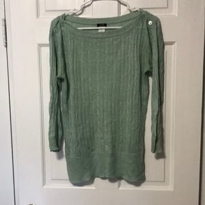 J crew linen sweater seafoam cable knit small